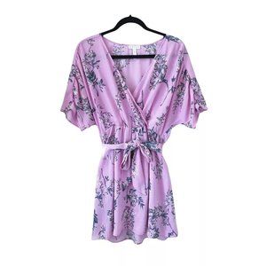 Leith Floral Print Purple Lavender Wrap Dress Size S